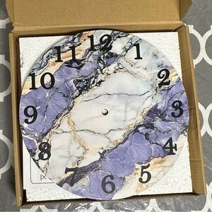 10in. Marble Wall Clock - Purple, Gold, & White